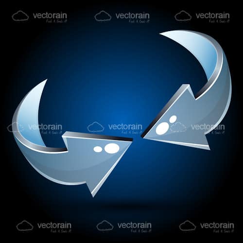 Abstract Metallic Arrows on a Dark Blue to Black Hued Background